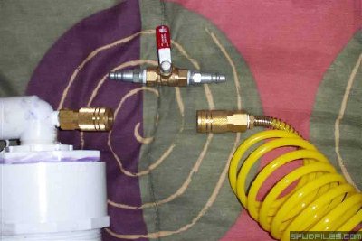 This is my fill setup. Built so it can be used with any quick disconnect fitted compressed gas supply. This way I can use the expensive ball valve ($8 for a 1/4&amp;quot; NPT valve!!) on multiple cannons, yet also keep the air hose with the standard female quick-disconnect. I also love the 50' recoil air hose.
