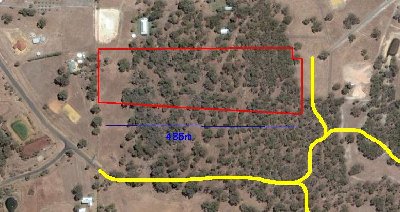 the yellow is where the road is now (this is an old picture)