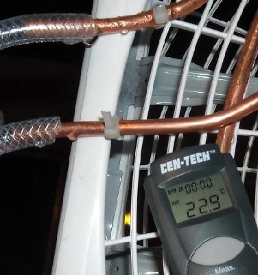 Here you can see the return temp.  I want to measure the flow through the hose, and find dH/dT.