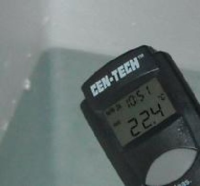 The water temperature as of this morning.<br />0 to 20 in less than 12 hours.  I guess the exchange rate isn't too terrible.