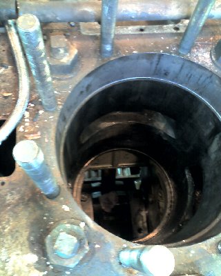 looking down at the crankshaft