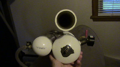 business end, that crappy inner tube valve was removed and replaced with a threaded schrader.