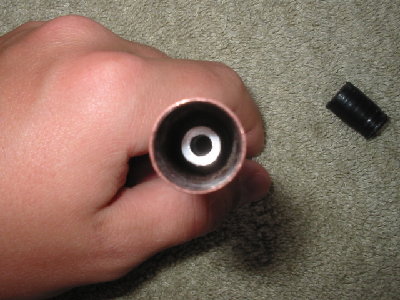 Looking inside of the marker gun  5mm barrel is nice and strait.