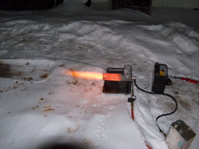 The start. Version 1. Running on 50/50 used car oil and diesel. Had to use a fan to start it. Deafening is the best description.