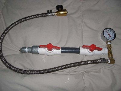 Step You're Done<br />Connect a propane tank to the forch before attaching to cahmber. make sure all valves are open except the one closest to the chamber connection.<br />The guage should tead about 90 psi.<br />Squirt the meter in simple green and check for bubbles(leaks) if there are any wrap the leak area more teflon.