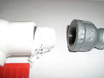 Step 8<br />wrap both ends of the remaining 1/2&amp;quot; nipple and thread into the ball valve.