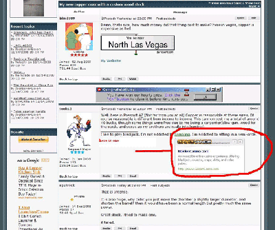 Circled ad caused by spyware