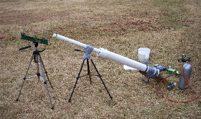 Testing Coaxial Golf Ball Cannon.  70&amp;quot; 1.5&amp;quot; SDR 26 Barrel, 41&amp;quot; sch 40 Chamber.  Diaphagm valve, 3/8&amp;quot; QEV pilot.