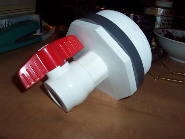 Outside of cap showing 1&amp;quot; PVC ball valve.