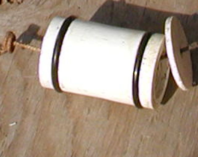 Core detail  All PVC and o rings.  It leaks a little due to the saw cuts.  Needed the ends polished before assembly.  Live and learn.