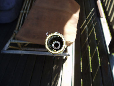 Here is a look down the chamber. I centred it using brass tubing from a hobby store. You can just see some of them