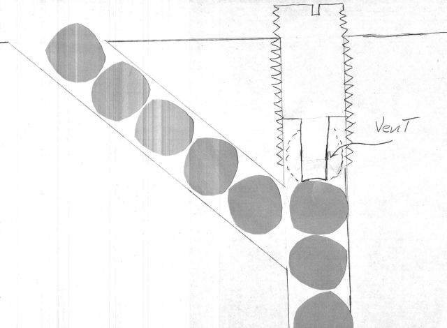 When fired, the ball collum goes straight up to the new vent at the ball trap.  The adjustable trap captures one ball which is in the way of the rest of the balls preventing blow back into the hopper.  After the shot, the balls are right there to drop in the barrel for the next shot.