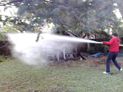 Blank firing it..... more water in than normal. I think i can double it as a portable one shot water cannon. Sorry, make than carbonic acid cannon.