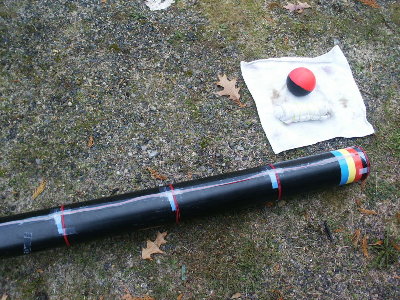 Detail of barrel pick up coils and 2 test projectiles.