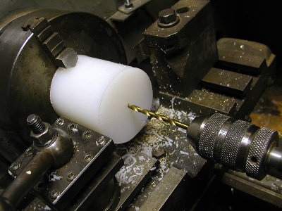 Starting the drilling.  Watch for the end of the bit to wobble.  Stop if it does.