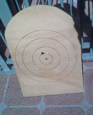 the target entry hole next to bullseye,this was my first attemp at the target