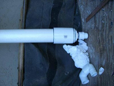 Step Twelve<br />Take off the sharp edges on one end of the 2.5 inch pipe. then glue the assembelly onto it