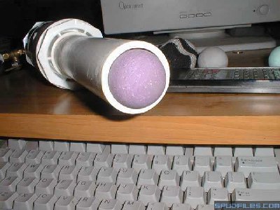 Golf ball with shell chiped off in the cannon.