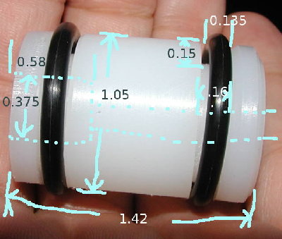 Dimensions of the 1 inch piston.