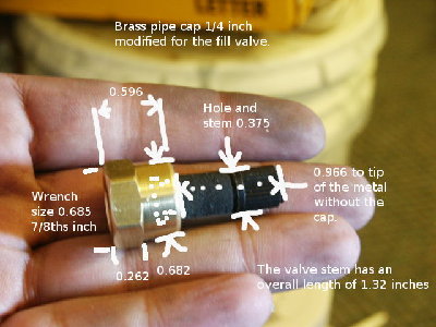 Fill valve measurements.