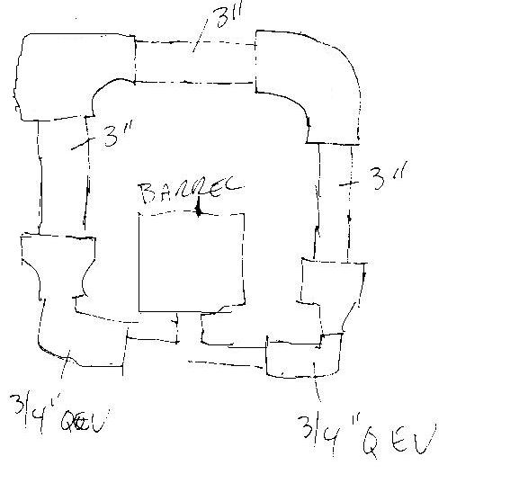 single u-shaped chamber, two valves