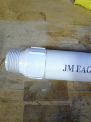 Barrel attachment point to the valve.  The adapter is solvent welded onto the 1&amp;quot; pipe with the 1-1/4&amp;quot; butted up to it.