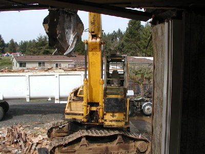 Pic 8  Tractor trailer dump trailer if full.  Time for a break to survey the dammage
