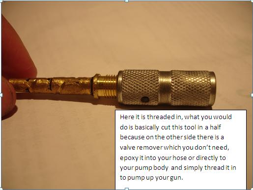 Here it is threaded onto a schrader I'll be epoxying tonight (thus, the roughened up surface)