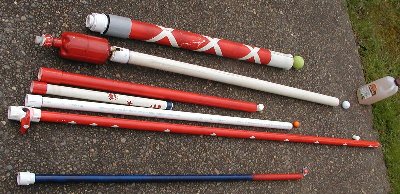 A small selection of barrels provides a wide selection of ammo for this little launcher.  The valve is inside the tank.