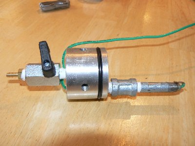 Chamber plug with sparkplug made from 1/8&amp;quot; NPT nipple filled with epoxy.