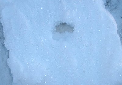 Hole in a slab of ice/snow