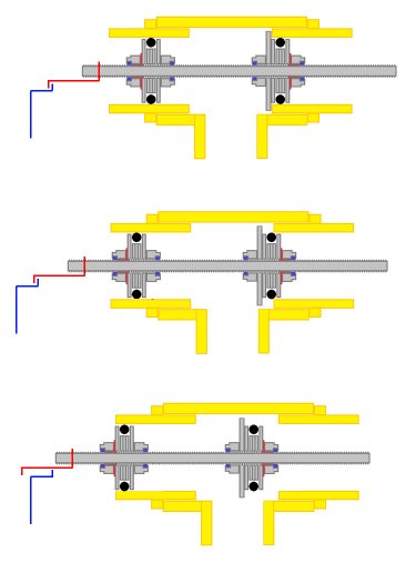 Your trigger (blue) pulls back on attachment to valve (red) until valve starts to open.<br /><br />Then valve opens, and valve and red part go on their merry way, without affecting your trigger (blue).