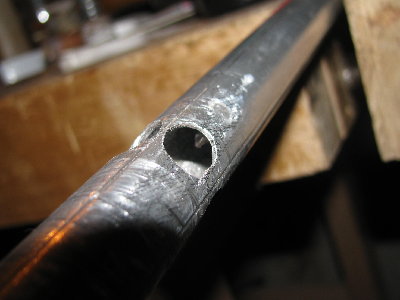 here you can see the four ports and the (stupid) nail epoxied into the barrel wall...