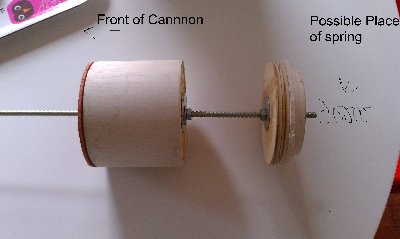 This is the &amp;quot;almost&amp;quot; completed Piston Assembly, Version 5.  The possible spring would go aft of the piston using the threaded Rod as a Guide.  The Bumper material is a silicone filled drain plug cut to size.  The red material at front is the Neoprene from Lowes.