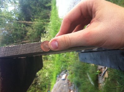 Thickness of pallet shot at