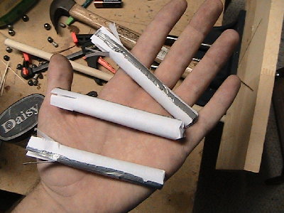 IMG_0381.JPG (234.03 KiB) Viewed 4475 times paper shells filled with what have you. nails, bbs, uncooked spaghetti, rocks. they act as a wad and are fun