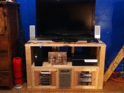 This is a tv, computer, and playstation stand that I built.