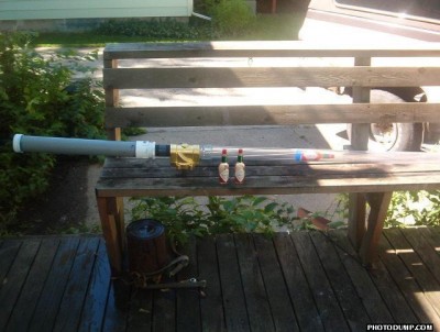 Hot Shot. A Tabasco cannon using one of Joel's 1.5&amp;quot; clear riffled barrels