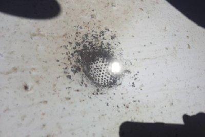 Golfball dent in the fridge I was shooting up.