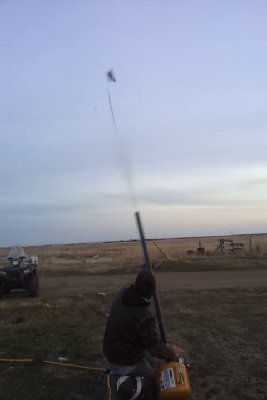 Broom stick being fired I used a plastic bag and wadded it up around the end.