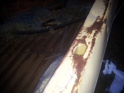 Reebar arow shot through a truck box.  I used paper towel and duct taped to it to make a proper seal