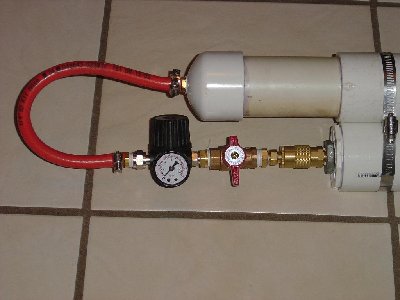 The regulator setup with valve and chamber connections...