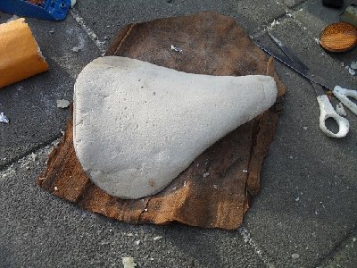 No picture of the finished foam after sanding but take it from me, it is perfect!