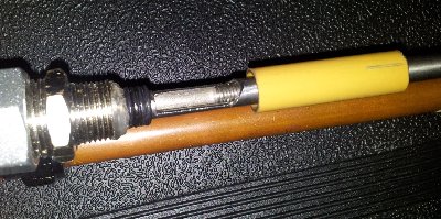 1.3 gram 8mm piece of M6 threaded rod loaded into barrel