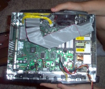 This is after we took out the drives but the mother-board was still inside.