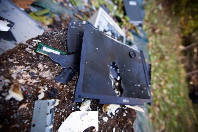 Dell laptop, potato damage carnage.