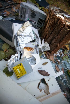 Macbook, torn apart through the back via potato round.