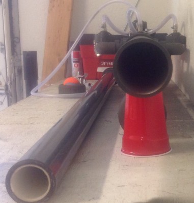 Here you see my 3" L.O.L. ( large object launcher ) 24 inches of 3" sch 40