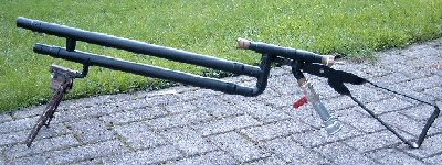 The gun &amp;quot;naked&amp;quot; gun without a barrel, sprayed black and equiped with a steel stock