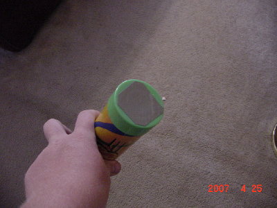 The bottom,which initially had a foam check  valve plugged with duct tape